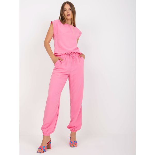 Fashionhunters Pink casual set with RUE PARIS pants