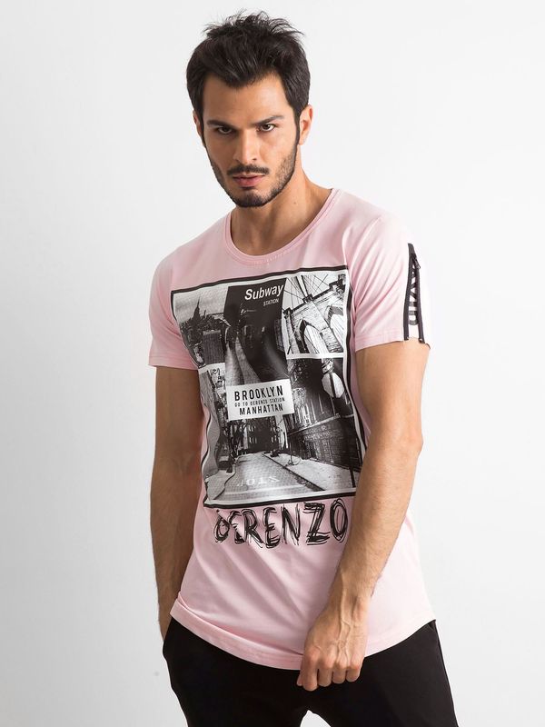 Fashionhunters Pink cotton T-shirt with print