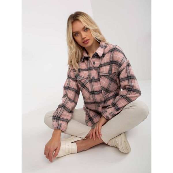 Fashionhunters Pink overlay checked shirt with pockets