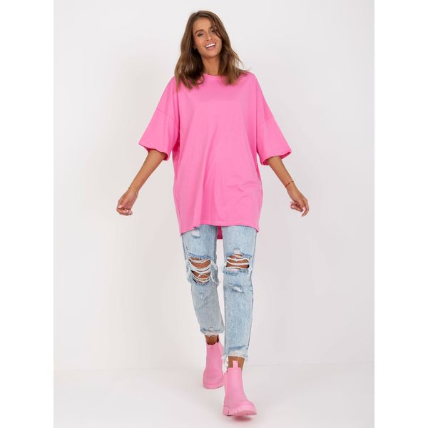 Fashionhunters Pink women's basic cotton blouse