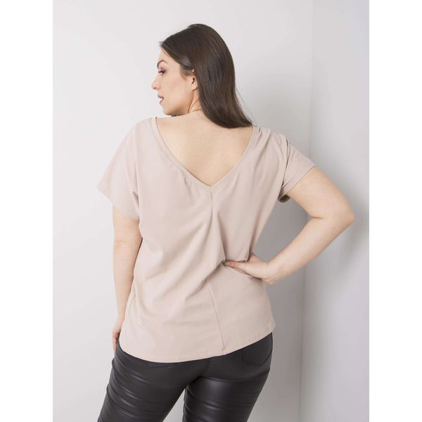 Fashionhunters Plus size beżowy bawełniany t-shirt