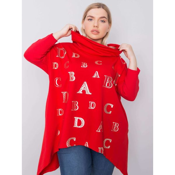 Fashionhunters Plus size czerwona bluza z nadrukiem