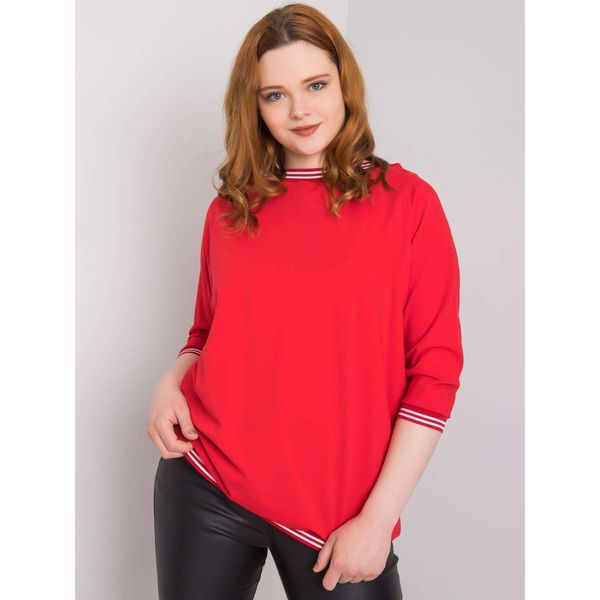 Fashionhunters Plus size czerwona bluzka z mankietami