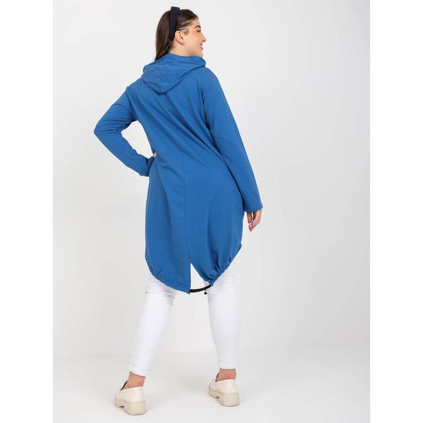 Fashionhunters Plus size dark blue zip up hoodie with pockets