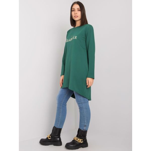 Fashionhunters Plus size dark green tunic with pockets by Alexiah