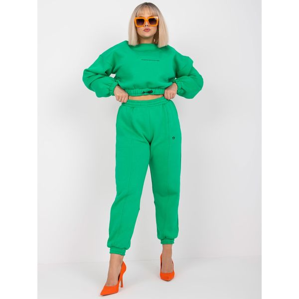 Fashionhunters Plus size green tracksuit set with Maleah pants