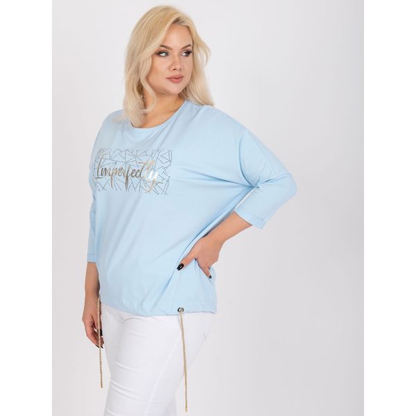 Fashionhunters Plus size light blue blouse with 3/4 sleeves