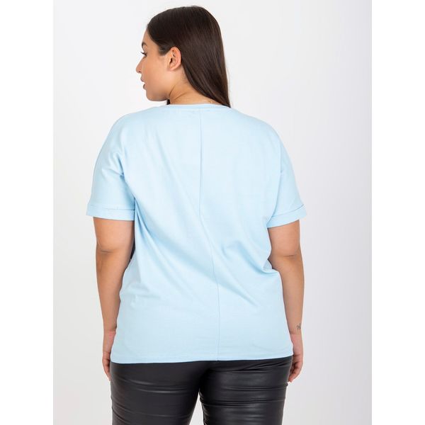 Fashionhunters Plus size light blue printed t-shirt