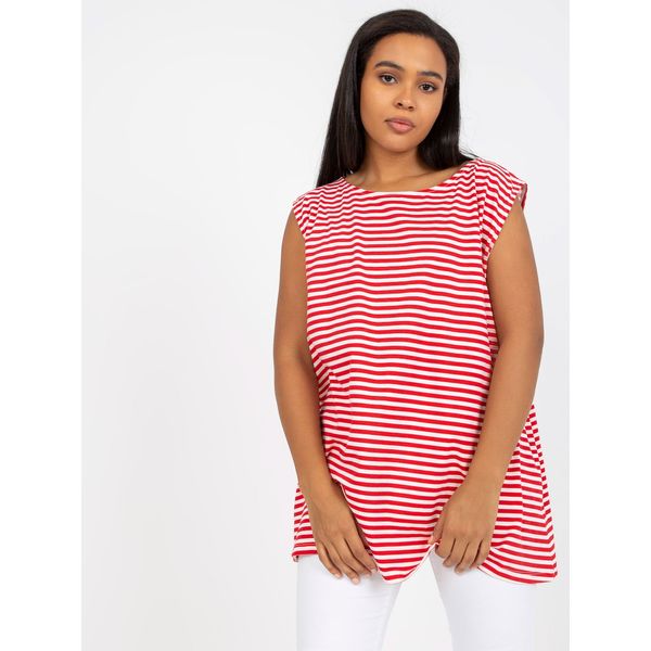 Fashionhunters Plus size loose top in white and red
