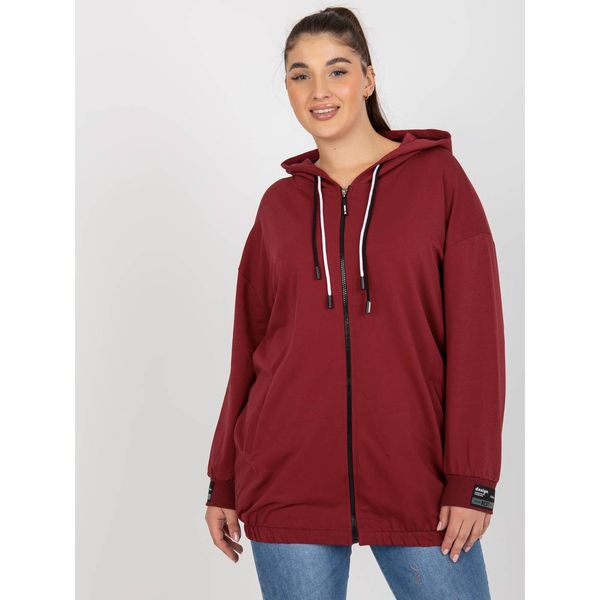 Fashionhunters Plus size maroon sweatshirt with a print on the back