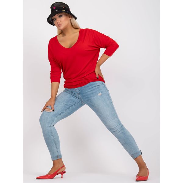 Fashionhunters Plus size red blouse with Gloria back neckline