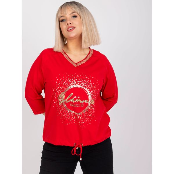 Fashionhunters Plus size red Maileen V-neck blouse