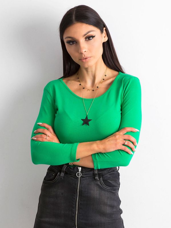 Fashionhunters Podstawowa bluzka z zielonej bawełny