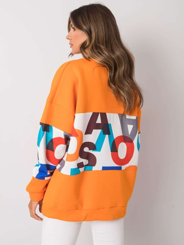 Fashionhunters Pomarańczowa bluza damska bez kaptura