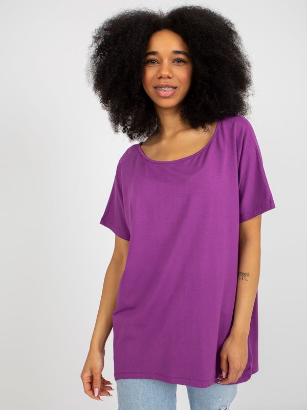 Fashionhunters Purple basic blouse with short sleeves