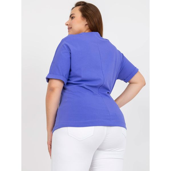 Fashionhunters Purple cotton plus size blouse with pocket