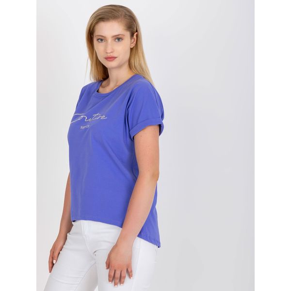 Fashionhunters Purple cotton plus size t-shirt with short sleeves