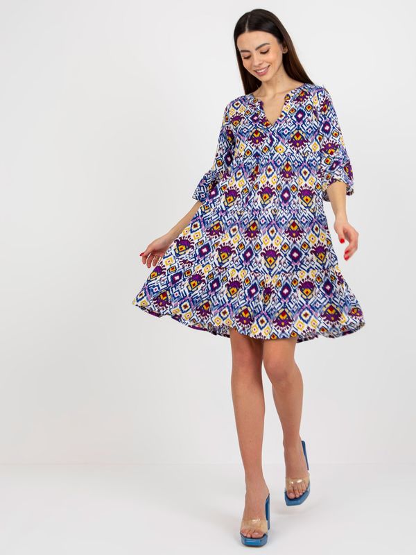 Fashionhunters Purple dress loose pattern with ruffle SUBLEVEL