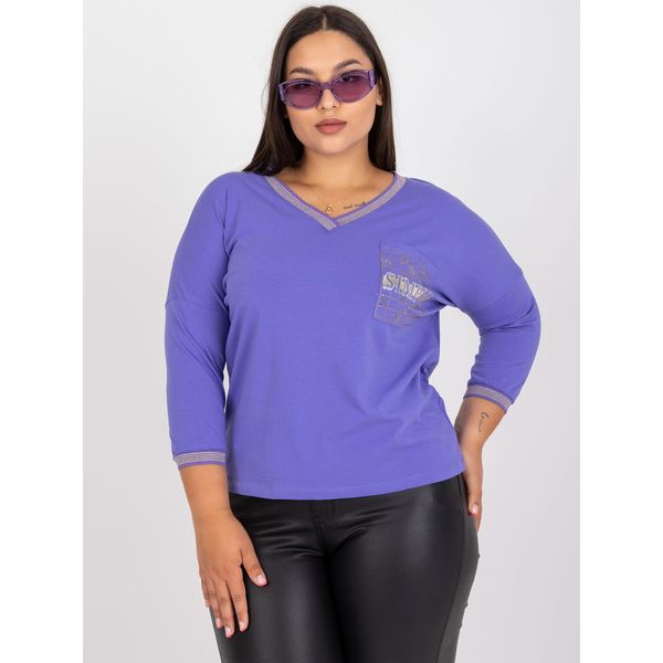 Fashionhunters Purple everyday plus size V-neck blouse