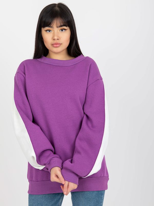 Fashionhunters Purple hoodie with slits on the sleeves