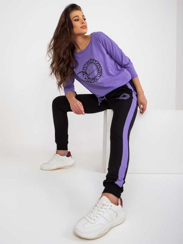 Fashionhunters Purple two-piece tracksuit with print