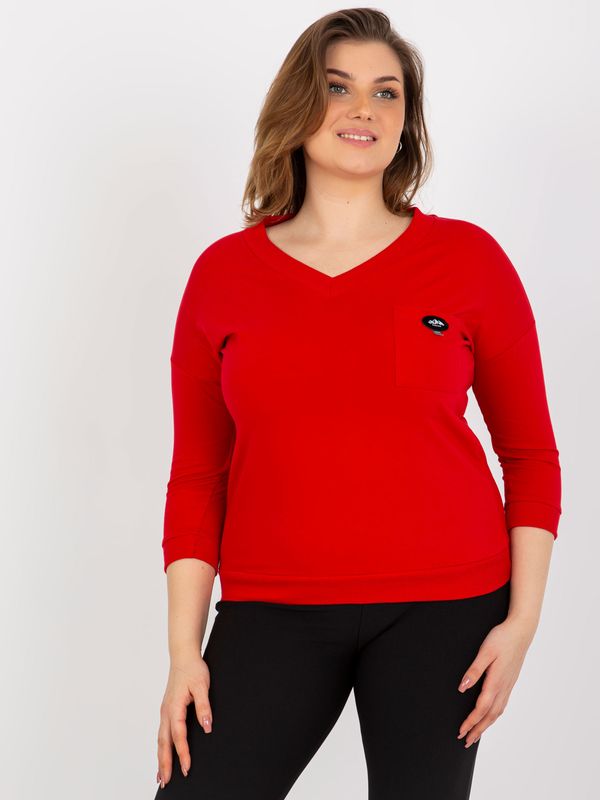 Fashionhunters Red blouse plus sizes with V-neck