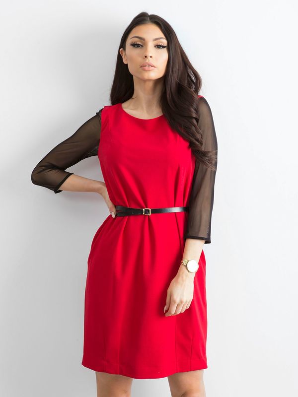 Fashionhunters Red cocktail dress with a ribbon on the back