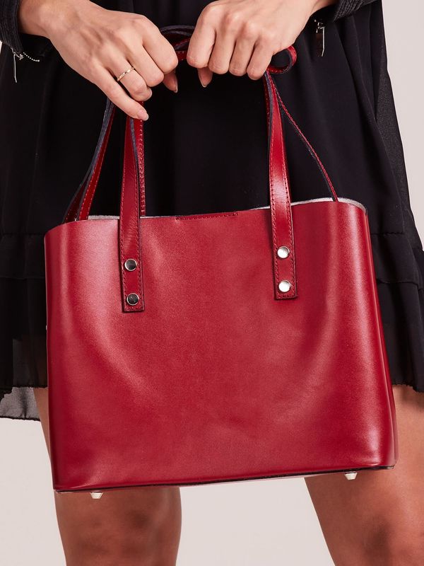 Fashionhunters Red elegant leather handbag