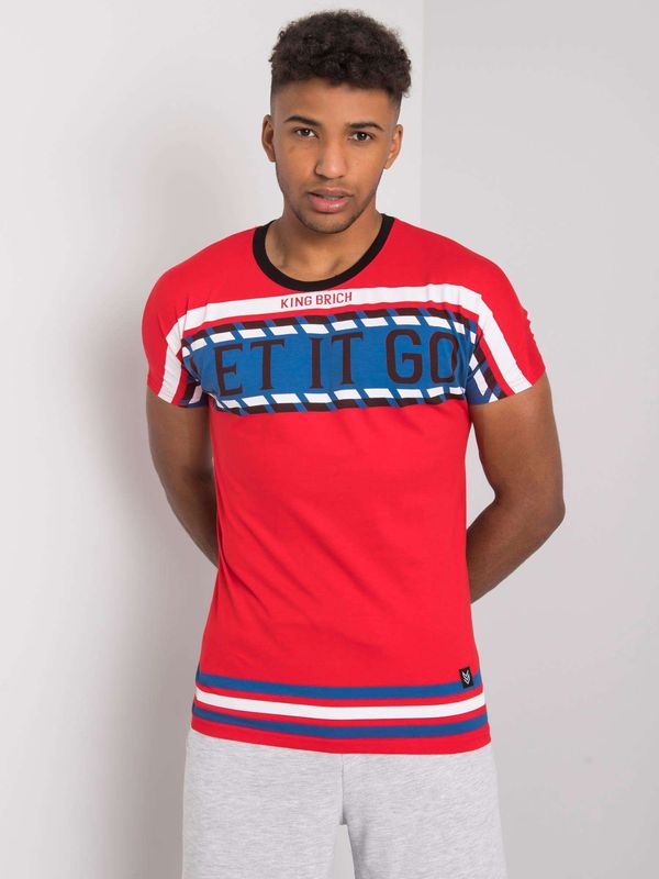 Fashionhunters Red men's T-shirt with print