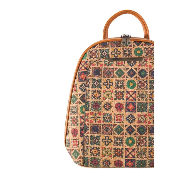 Fashionhunters Red patterned cork backpack