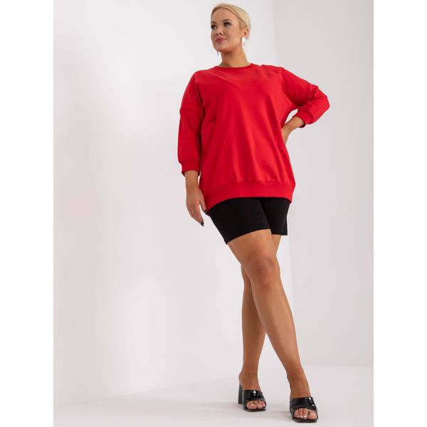 Fashionhunters Red plain plus size basic blouse with a loose cut
