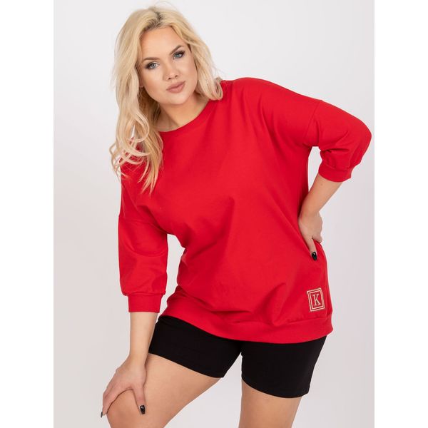 Fashionhunters Red plus size blouse in a loose cut Odile