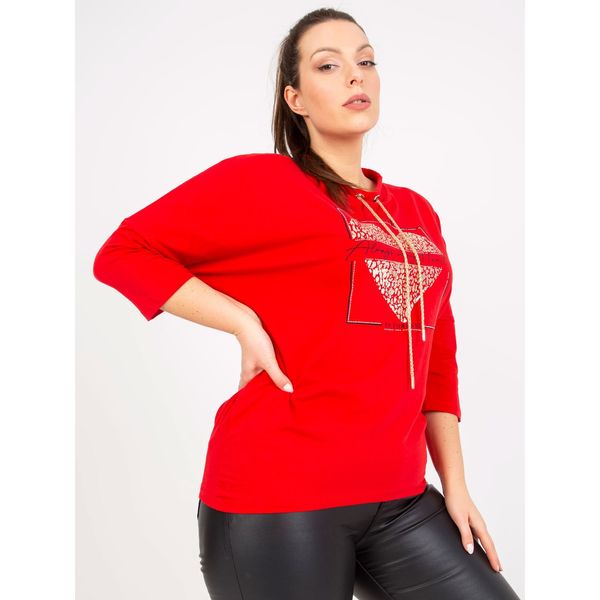 Fashionhunters Red plus size blouse with a print