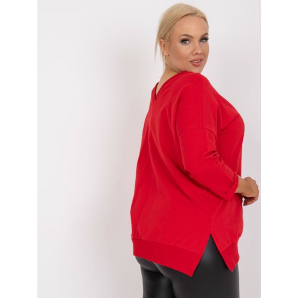 Fashionhunters Red plus size blouse with Daminia back neckline