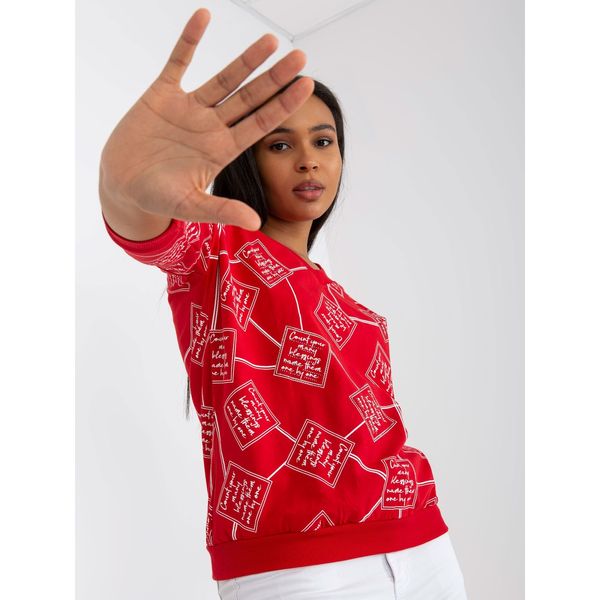 Fashionhunters Red plus size blouse with prints