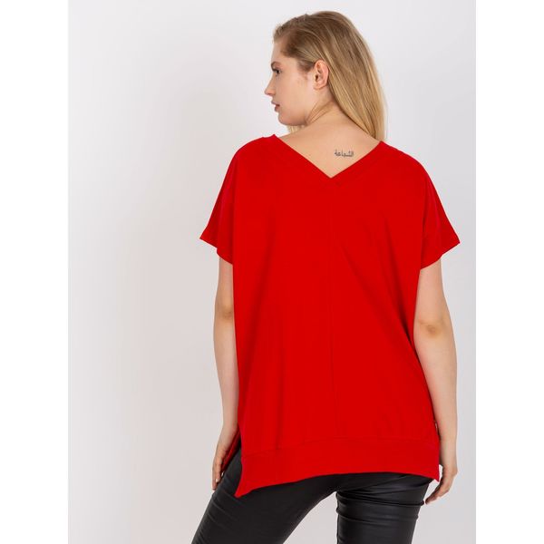 Fashionhunters Red plus size everyday cotton blouse