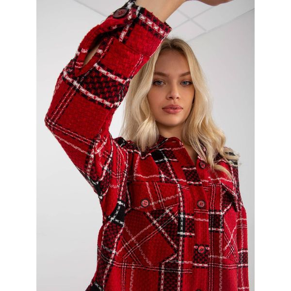 Fashionhunters Red top checkered shirt with pockets