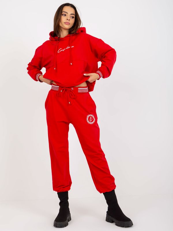 Fashionhunters Red tracksuit with sweatshirt