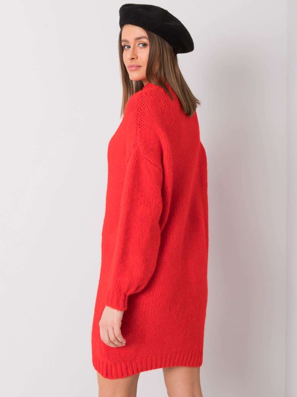 Fashionhunters Red women's knitted dress
