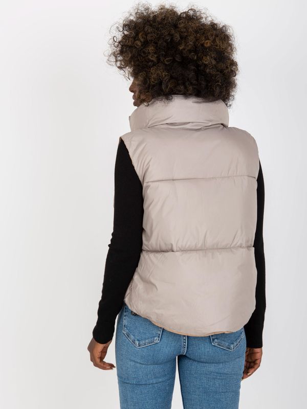 Fashionhunters Reversible, light gray down vest with pockets