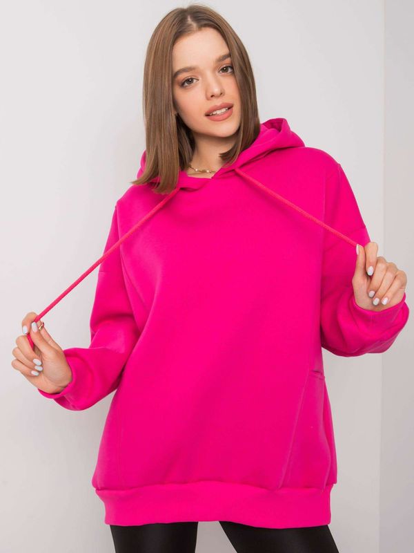 Fashionhunters Różowa bawełniana bluza z kapturem