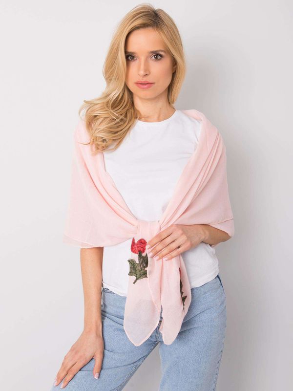 Fashionhunters Różowy szalik damczy z naszywkami