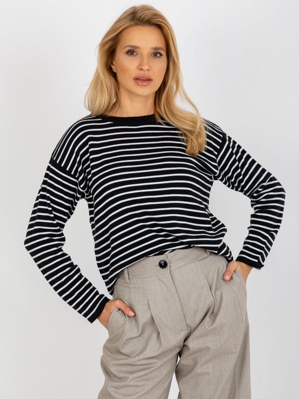Fashionhunters RUE PARIS black and white women's classic striped sweater