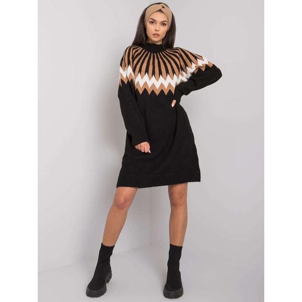 Fashionhunters RUE PARIS Black knitted dress