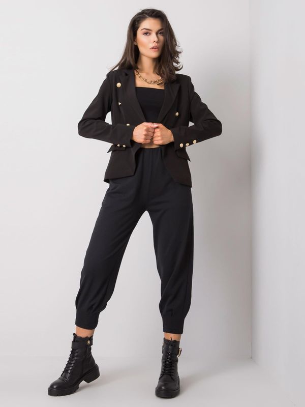 Fashionhunters RUE PARIS Damskie czarne spodnie dresowe