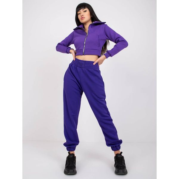 Fashionhunters RUE PARIS dark purple sweatpants with pockets