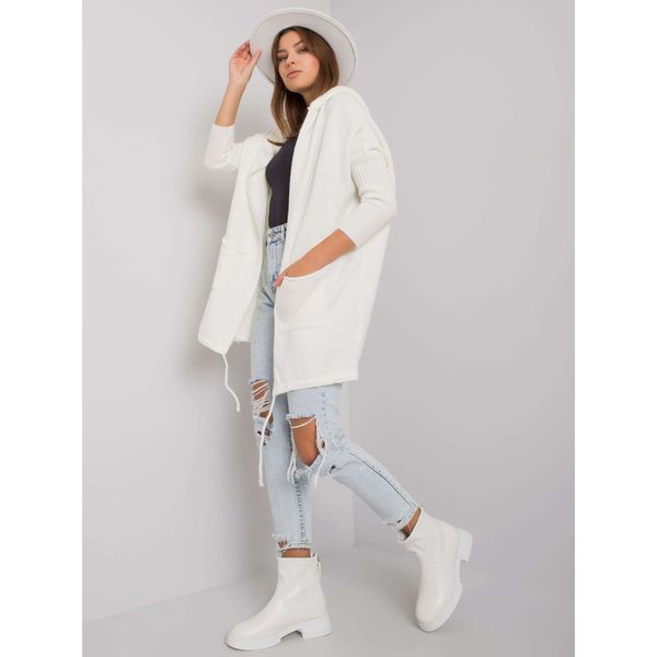 Fashionhunters RUE PARIS Ecru cardigan with a hood