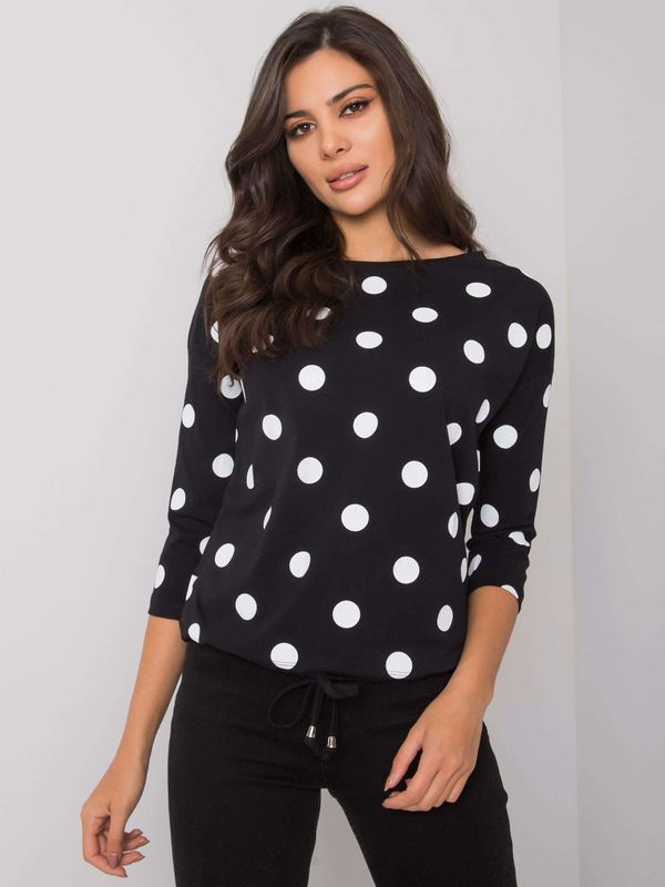 Fashionhunters RUE PARIS Lady's black-and-white polka dot blouse