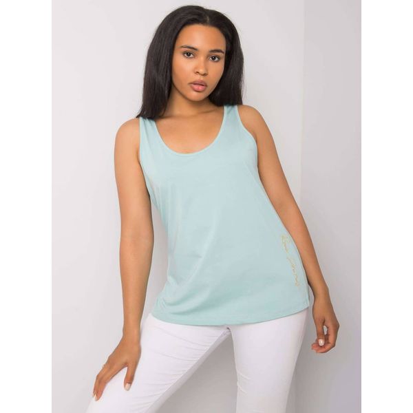 Fashionhunters RUE PARIS Mint bawełniany top plus size