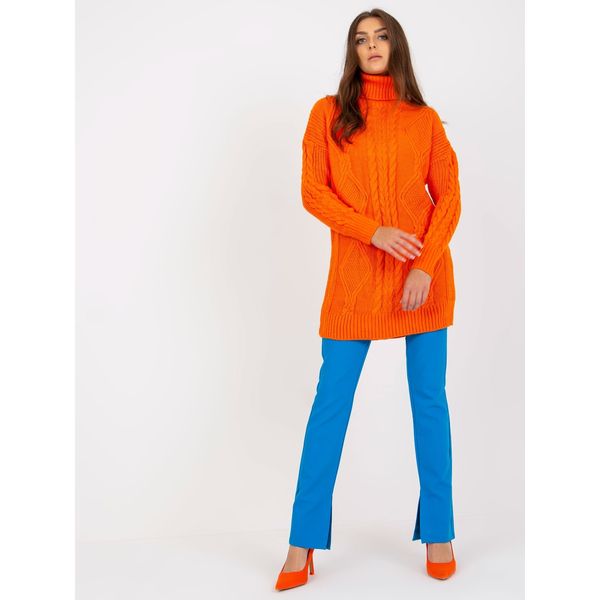Fashionhunters RUE PARIS orange mini dress knitted with braids